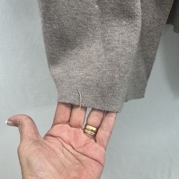 Rachel Zoe Open Front Cardigan Women's M Taupe Beige Neutral Minimalist Pockets - Picture 5 of 11